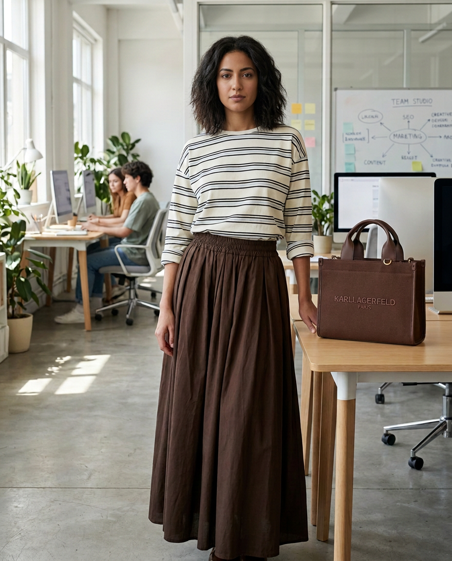 New Desk, New Bag modest outfit inspiration