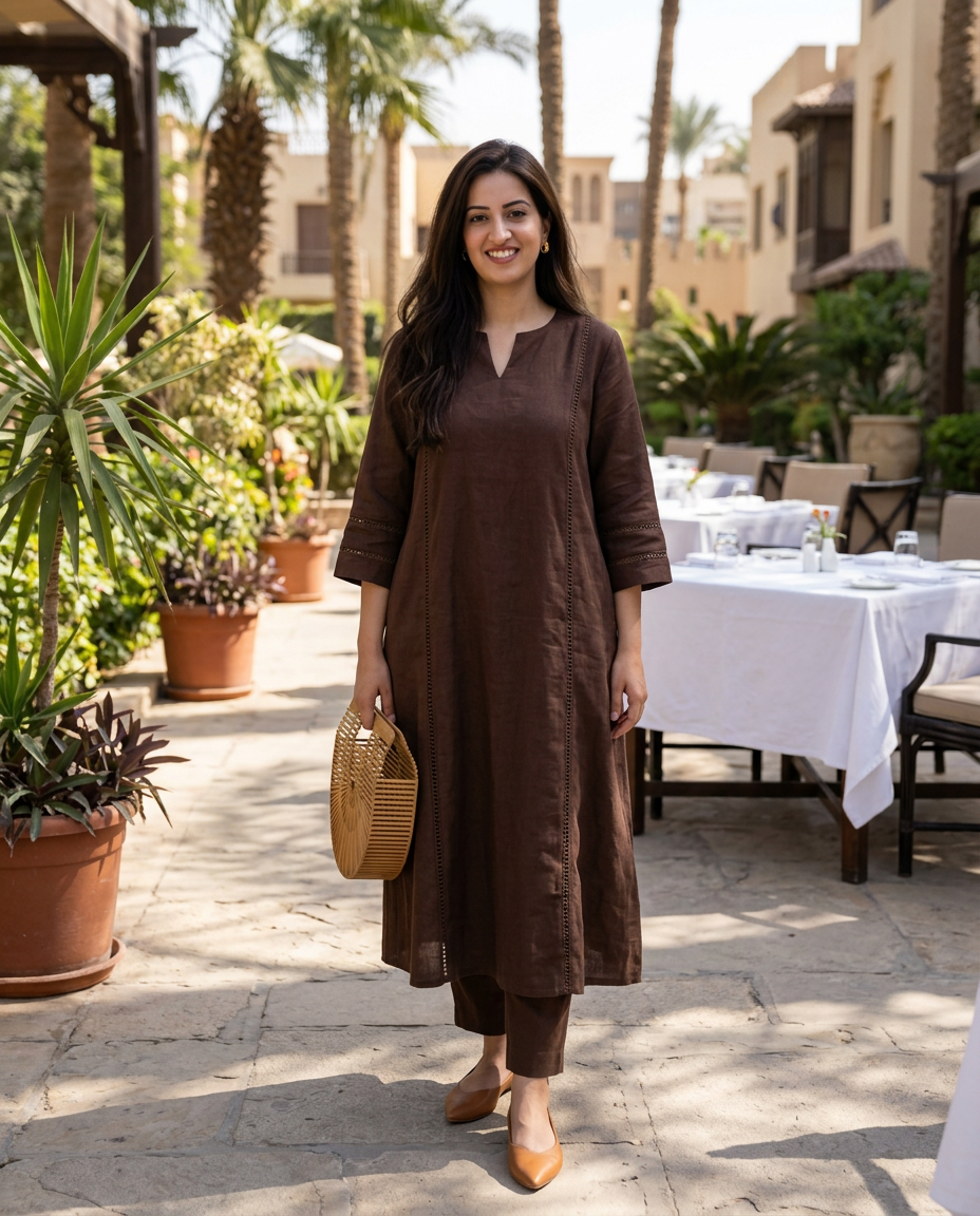 Linen Kaftan Day — full look