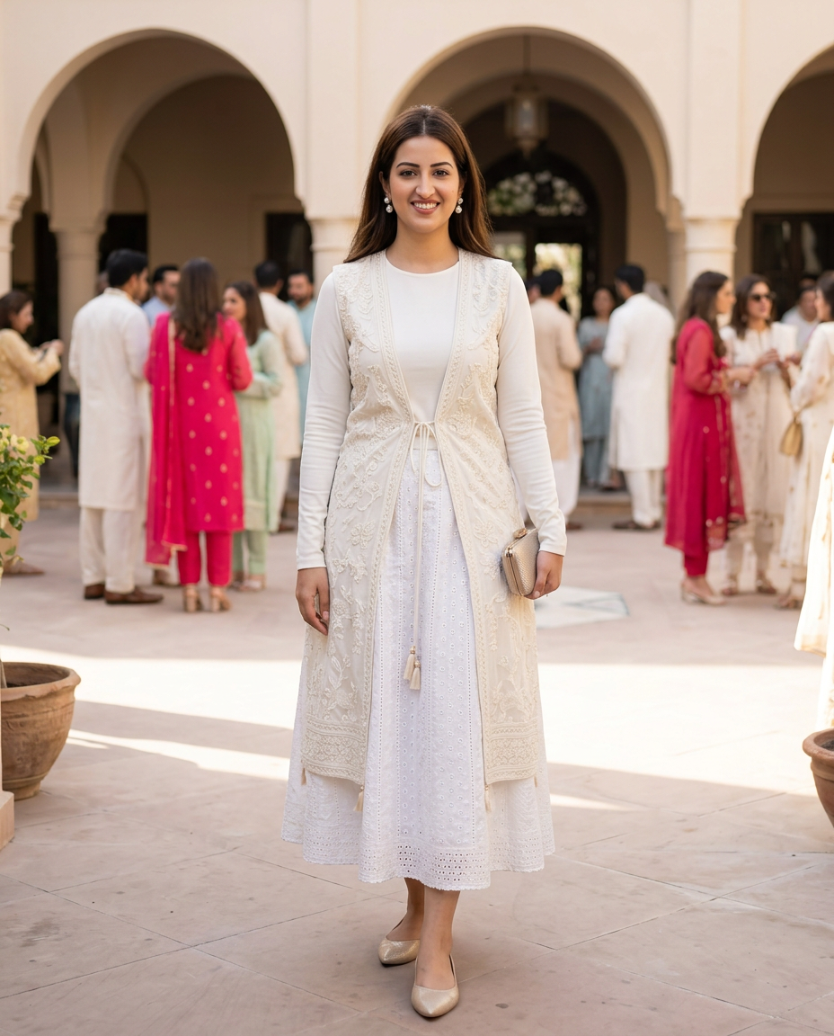 White Schiffli Light, a modest Max Fashion Egypt outfit worn by Meriam