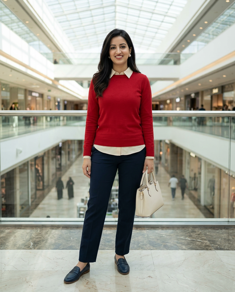Red Knit Weekday — full look