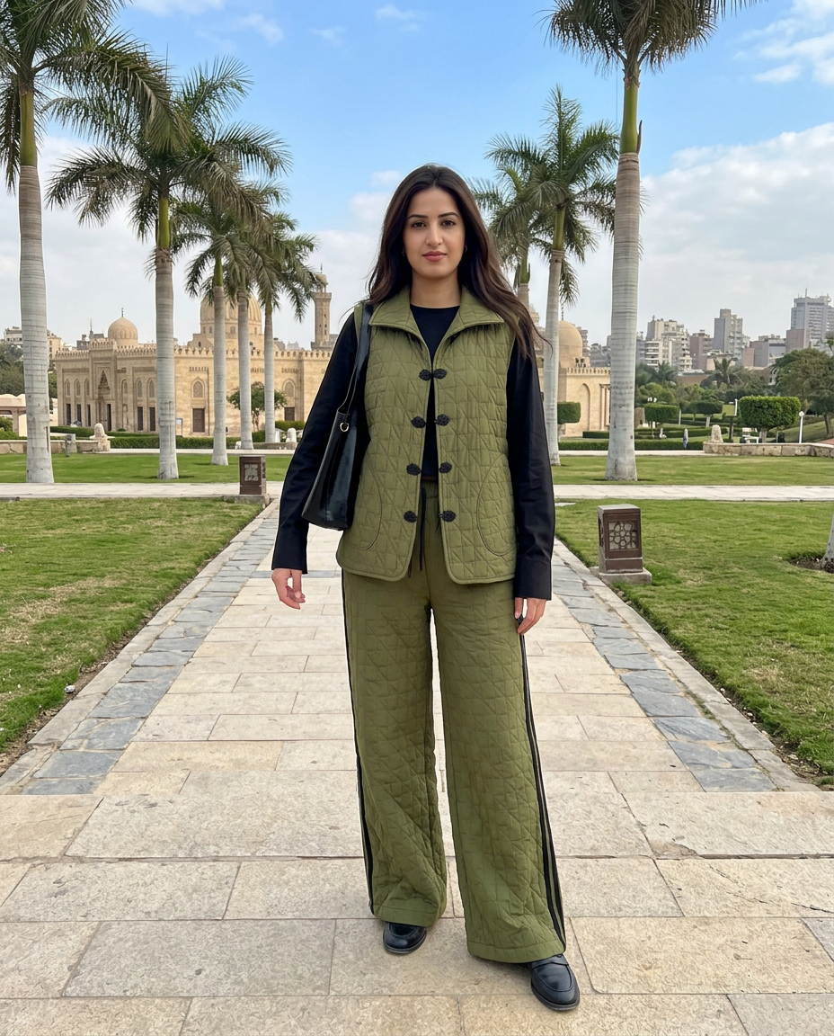 Olive Quilted Co-ord, a modest Mii outfit worn by Meriam