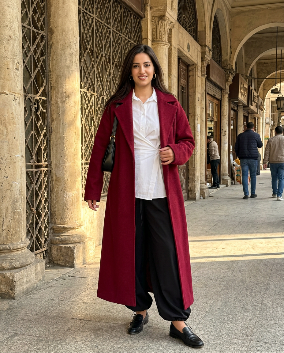 Burgundy Downtown — full look